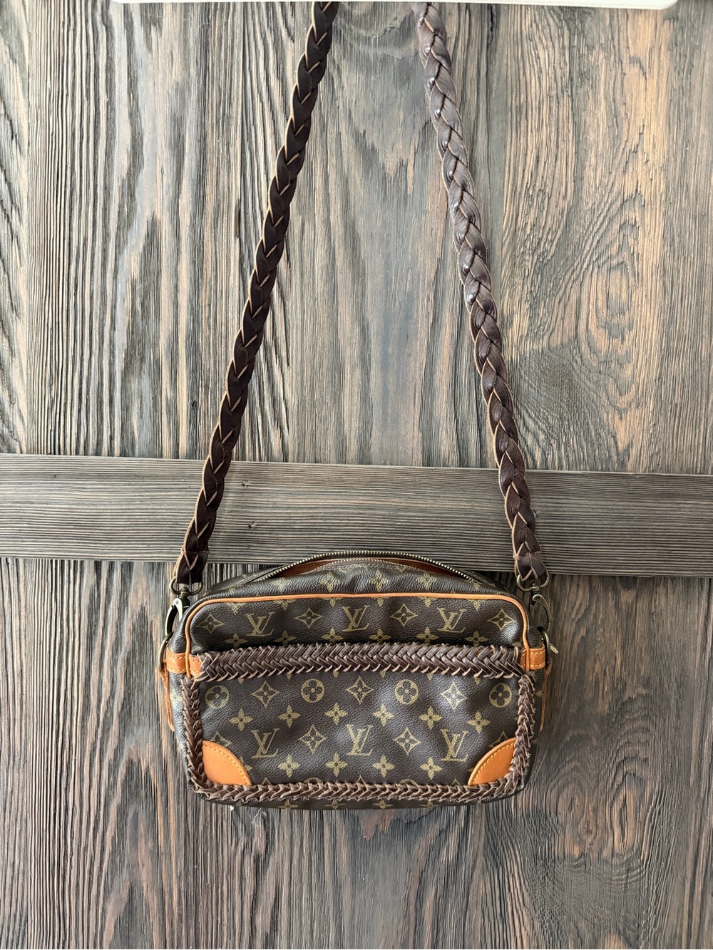 Louis Vuitton Monogram Braided Crossbody Bag in Brown